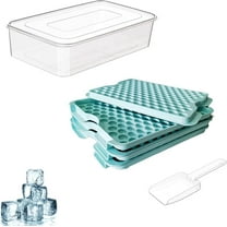 Ice Cube Trays, 0.55 Inch Round Ice Trays for Freezer with Lid and Bin, 123 x 3 Pack Tiny Ice Ball Maker Mold with Scoop Easy Release for Chilling Drinks, Juice (Blue, 123 X 3)…