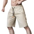 thumbnail image 1 of Aayomet Mens Running Shorts Solid Color Button Up Shorts Sports Basketball Pants (Beige, XXL), 1 of 4