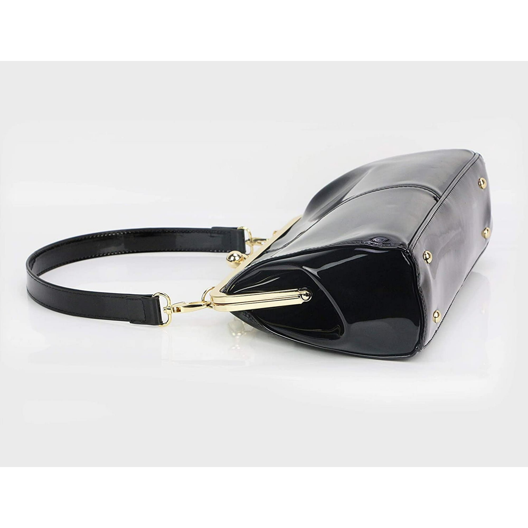 Black patent leather clutch purse hot sale