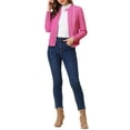 thumbnail image 3 of Allegra K Women's Lightweight Stand Collar Zip up Biker Moto Jacket, 3 of 8