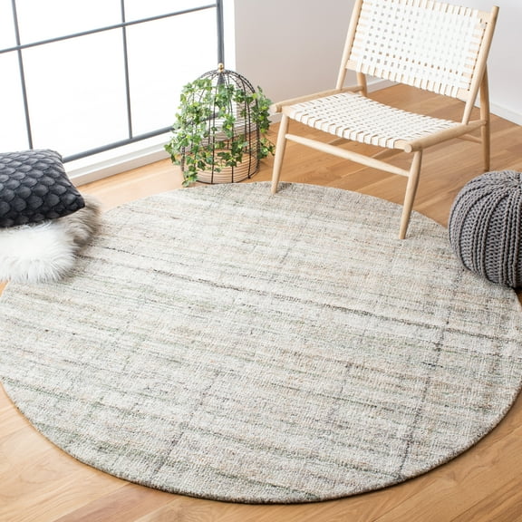 SAFAVIEH Abstract Jerrald Striped Area Rug, Green/Sage, 6' x 6' Round
