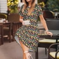 thumbnail image 3 of Lsque Doodle Food Print Women's Casual Dress T-Shirt Summer Short Sleeve Scoop Neck Swing Dresses, 3 of 6