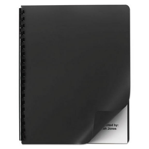 Opaque Plastic Presentation Covers for Binding Systems, Black, 11.25 x 8.75, Unpunched, 25/Pack | Bundle of 5 Packs