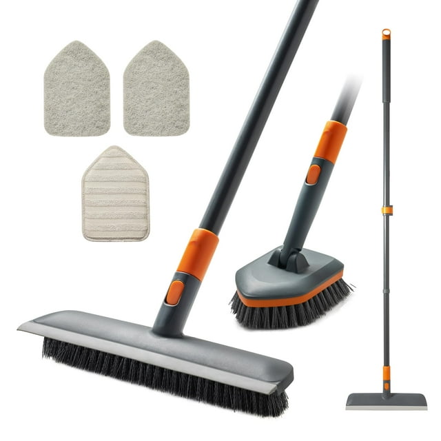 Cepillo de limpieza CLEANHOME para fregar suelos con 4 cabezales y mango de 56 cm
