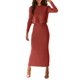 thumbnail image 1 of Conjunto de Suéter para Mujer PRETTYGARDEN Rojo Ladrillo Pequeño de Punto Acanalado, 1 of 8