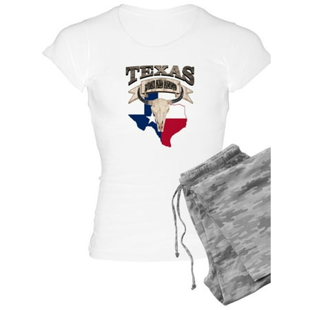 

CafePress - Bull Skull Born Texas - Women s Light Pajamas