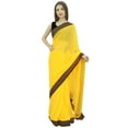 thumbnail image 4 of Atasi Indian Women's Traditional Yellow Georgette Casual Saree With Blouse Piece, 4 of 8
