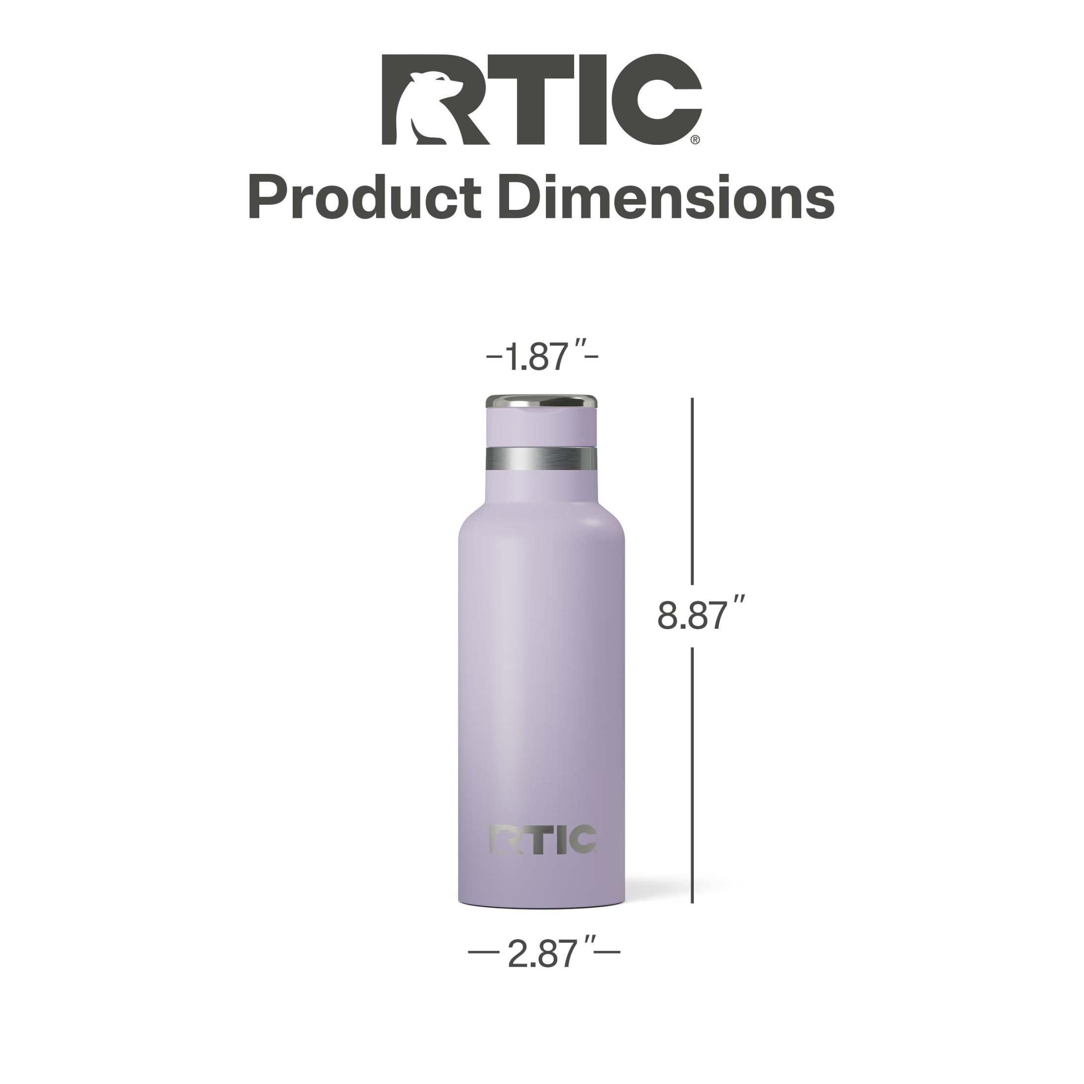 RTIC 16 oz Ceramic Lined Insulated Journey Water Bottle, Leak-Proof Lid, Dusty Lilac