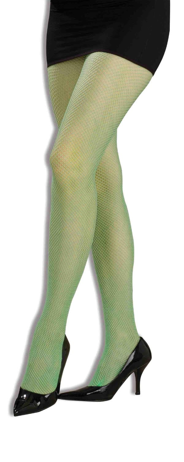 Neon Green Adult Costume Fishnet Tights 