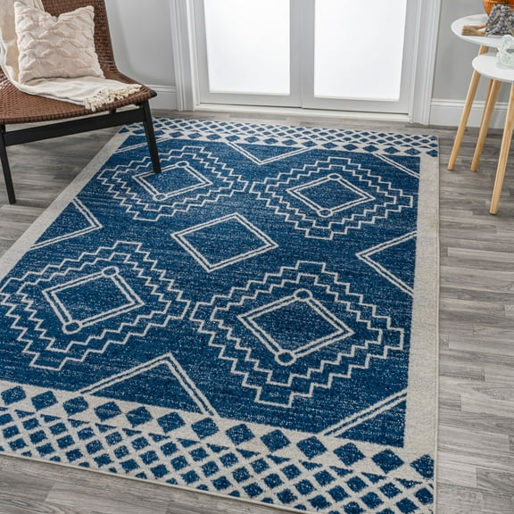 JONATHAN Y MOROCCAN HYPE 5 x 8 Area Rug, Amir Moroccan Beni Souk - Navy/Ivory, MOH200D-5