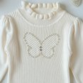 thumbnail image 4 of WAVSUF Kids Girls Knitted Sweater, Long Sleeve Soft Comfort Ruffle Mock Neck Winter Base Casual Undershirts Beige 1, 4 of 6
