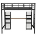 thumbnail image 7 of Full Size Metal Loft Bed, Heavy Duty Loft Bed with Built in Desk and 2 4-Tier Shelves, Full Size Bed Frame with Side Ladder for Boys, Girls, 7 of 7