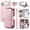 Pink, variant on Compatible with iPhone 16 Pro 6.3 inch Wallet Phone Case Tempered Glass Screen Protector Bling Glitter Crossbody Lanyard Strap Flip Zipper Purse Card Holder Cell Cover for i Phone16 16Pro Women White