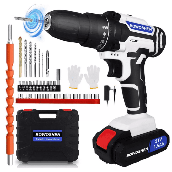 Taladro Eléctrico Destornillador Inalámbrico 1500rpm 21v Negro/Blanco