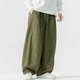 thumbnail image 6 of YLSDY Men's Casual Cargo Pants with Pockets 2025 Loose Fit Wide Leg Pants Lounge Pants Straight Leg Baggy Vintage Pants Green M, 6 of 8