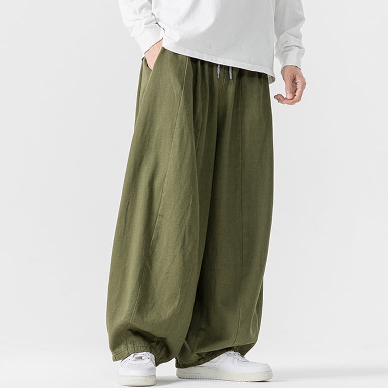 UVEASISHA Wide Leg Pants for Men Elastic Waist Drawstring Palazzo