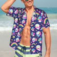 thumbnail image 7 of Susaid Skull mushroom rainbow space Print Short Sleeve Shirts Button Down Casual Shirts Summer Beach Aloha Button Down Short Sleeve for Men ,Small, 7 of 7