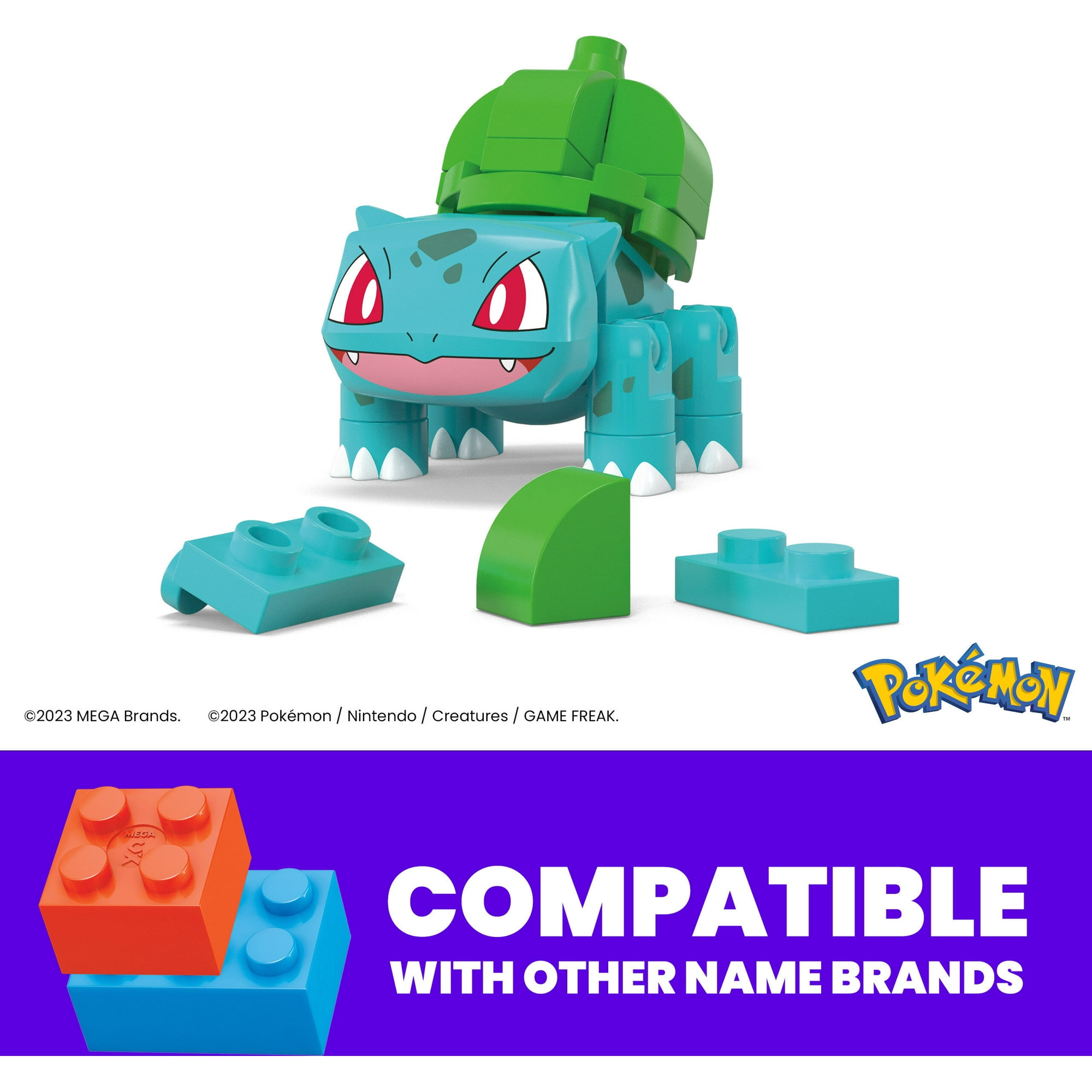 MEGA Pokemon Building Toy Kit Bulbasaur (30 Pieces) with 1 Action Figure and Ball for Kids