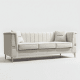thumbnail image 4 of Velvet Sofa Couch for 3-4 Persons, 83" Mid-Century Modern Couch with Gold Metal Legs, Chesterfield Sofa 3 Seater Sectional Couches, Large Load Sofa Couch for Living Room Office Hotel Beige, 4 of 7