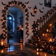 thumbnail image 4 of Yyuenw 69in Black Artificial Maple Leaf Garland Halloween Front Door Fireplace Fall Pumpkin Season Hanging Decor Vine, 4 of 6