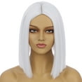 thumbnail image 1 of RightOn White Short Wigs Straight Bob Hair Wigs for Women Middle Part Synthetic Cosplay Wigs Daily Party Use, 1 of 6