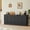 Black, variant on Hosnnlie Vertical Stripe 4-Door Sideboard Wood Color, Rounded Arc Edge, 4 Independent Compartments, Gold Pulls for Modern Dining Room