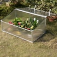 thumbnail image 3 of Aluminum Cold Frame Portable Greenhouse Bottomless Flower Box, Plant Protector, Transparent Double Walled PVC Panels, 3 of 9