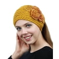thumbnail image 1 of NYFASHION101 Hand Knitted Furry Flowers Winter Headband Headwrap - NAG324Y, Mustard, 1 of 4