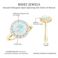 thumbnail image 5 of Real Ethiopian Opal Engagement Ring with Diamond Halo - Classic Round Opal Ring - 2 Carat - AAA Quality, 10K Yellow Gold, US 7.50, 5 of 9