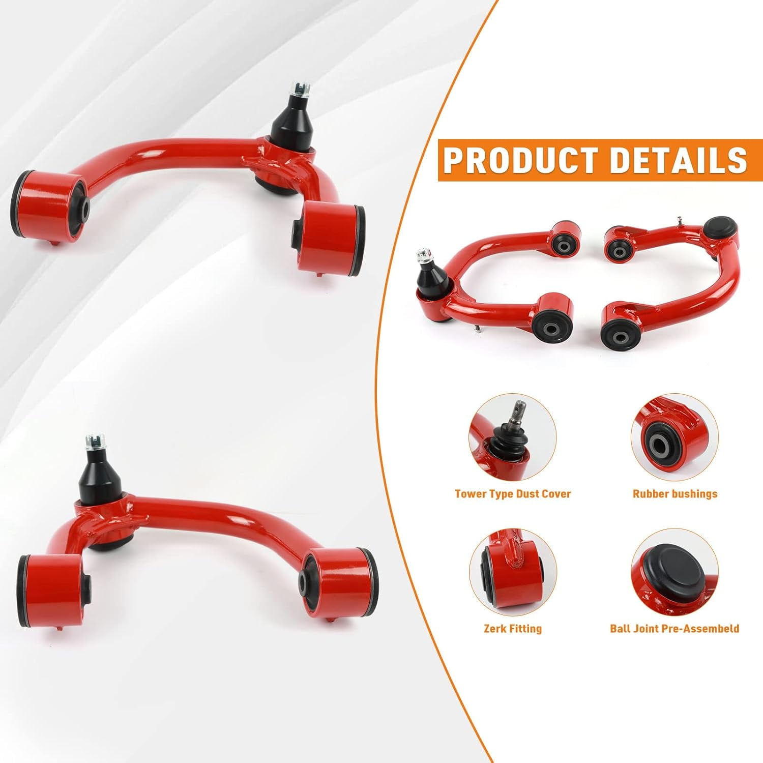 PANGOLIN 2Pcs 2-4" Lift Front Upper Control Arms Fits for 2003-2022 Toyota 4Runner FJ Cruiser, 2003-2016 Lexus GX470 GX460 Control Arms Adjustable Suspension Control Arms with Ball Joint