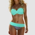 thumbnail image 2 of Women High Waisted Bikini Bathing Shorts Push Up Two Bikini Tops for Women Large Bust Supportive Piece Swimsuits Swimsuit Two Piece Retro Ruched High Waist Print Bikini Set, 2 of 7