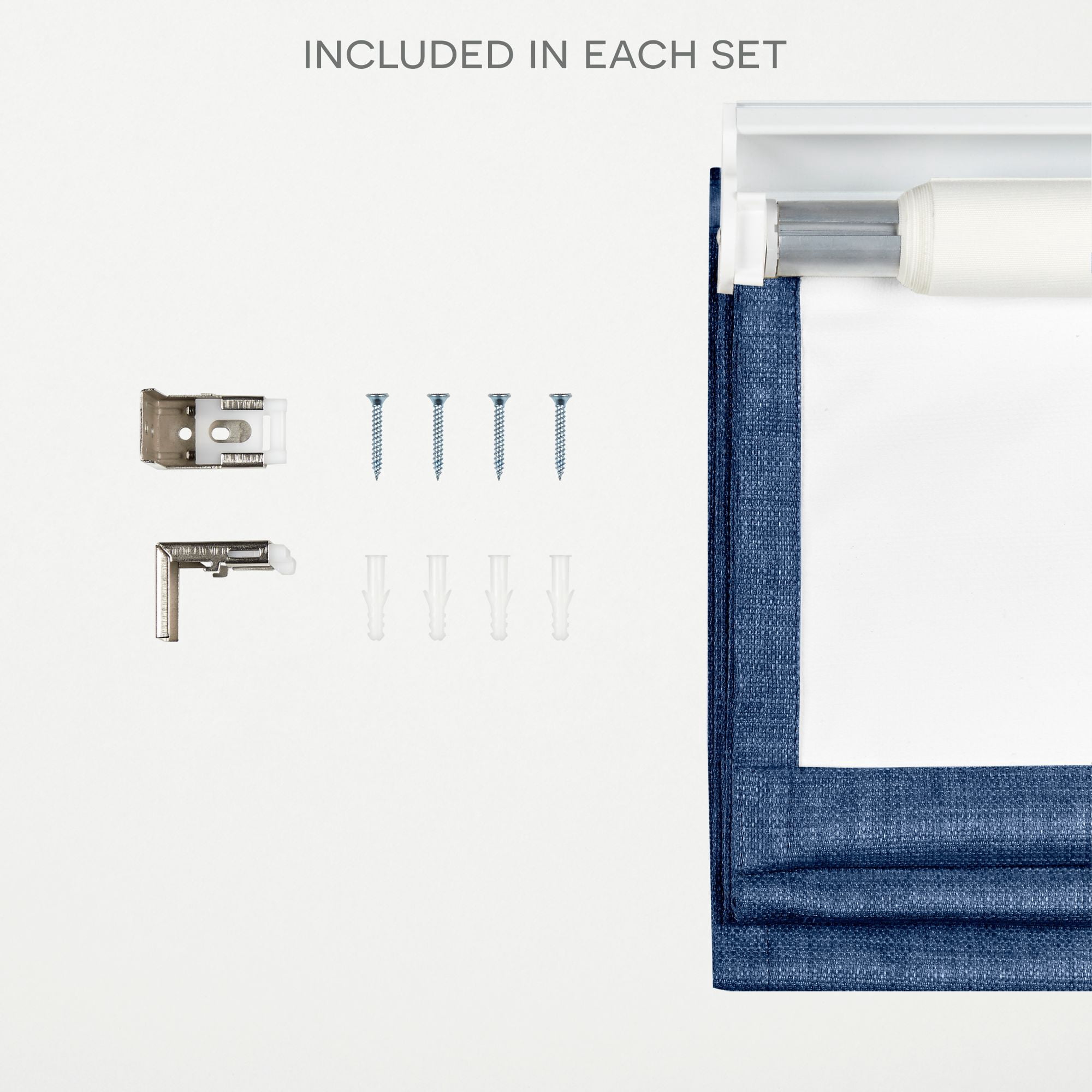 Exclusive Home Acadia 100% Blackout Roman Shade, 27"x64", Chambray Blue