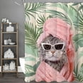 thumbnail image 2 of Cortina de ducha Trendy Cat con diseño de toalla y gafas de sol, 2 of 3
