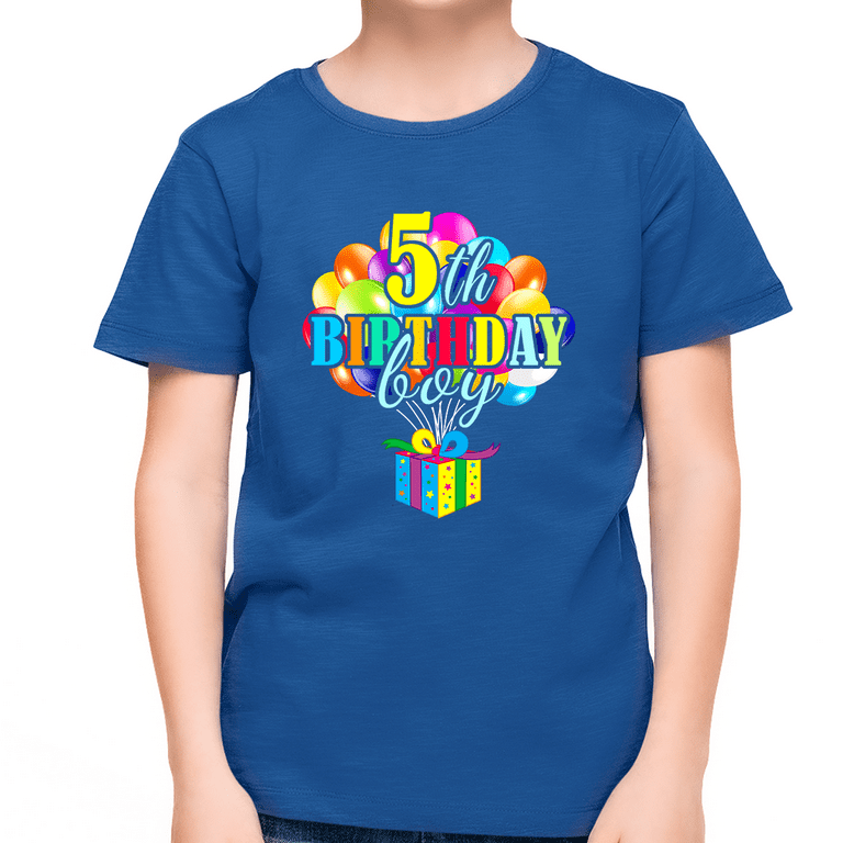Fire Fit Designs 5th Birthday Boy Shirt 5 Year Old Boys Birthday Shirt Boy 5th Birthday Shirts for Boys Birthday Gift Kids Unisex Size XS Black