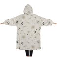 thumbnail image 2 of Oversized Wearable Blanket Hoodie,Beige Sun Moon Star Comet Pattern Sherpa Blanket Hoodie with Super Pockets,Super Warm Fuzzy Pullover for Women & Men, 2 of 6