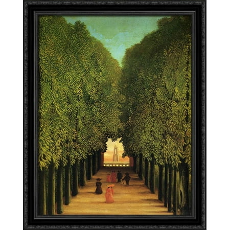 Alleyway in the Park of Saint Cloud 28x34 Large Black Ornate Wood Framed Canvas Art by Henri Rousseau