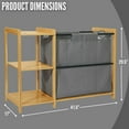 thumbnail image 2 of Bamboo Laundry Hamper W/ Shelves Bathroom Cabinet Organizer 3 Tier Shelf Rack, 2 of 10