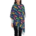 thumbnail image 4 of Cauagu Colorful Carp Streamer 1 Print Women Wrap Shawl tassels Scarves Retro Scarf 77.6"X28.3", 4 of 8