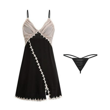 YCNYCHCHY Night Dress Women Silk Satin Nighties Nightdress Women Nightie Homewear Lingerie Lace Night Gown Sleepshirts Sexy Nightgown