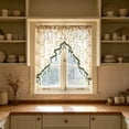 thumbnail image 3 of Flower Lace Embroidery Sheer Triangular Curtain No Punching Short Window Valance for Kitchen Bedroom Partition Doorway Light Filtering Privacy Decor, 3 of 5