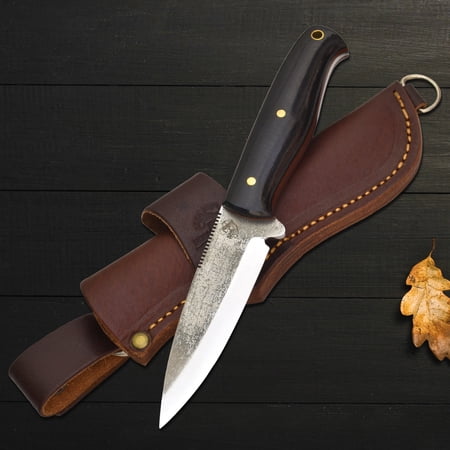 Knives Ranch Model 3092 440C Steel Bushcraft Knife with Black Burlap Micarta Handle - Rugged Fixed Blade Knife for Camping Survival Outdoor Tasks & EDC Gear