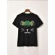 thumbnail image 4 of Women's St. Patrick's Day Lucky Cat Graphic T-Shirt - Black with Green Shamrock & Whiskers Design,Soft , Short Sleeve Casual Top, 4 of 7