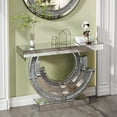 thumbnail image 4 of Silver Mirrored Console Table, 42.9" Rectangle Sofa Table with Sparkling Crystal 3C Shaped Base, Modern Luxury Mirrored Furniture with Diamond Glass Effects, 4 of 8