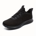 thumbnail image 6 of Plus Size Men's Trendy Solid Woven Knit Breathable Running Shoes, Comfy Non Slip Lace Up Durable Sneakers For Men's Outdoor Activities, 6 of 9