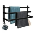 thumbnail image 1 of Bathroom Towel Racks, Black Wall Mounted Towel Bars for Shower and Kitchen, Waterproof Door Bars with Double Hook, 1 of 5