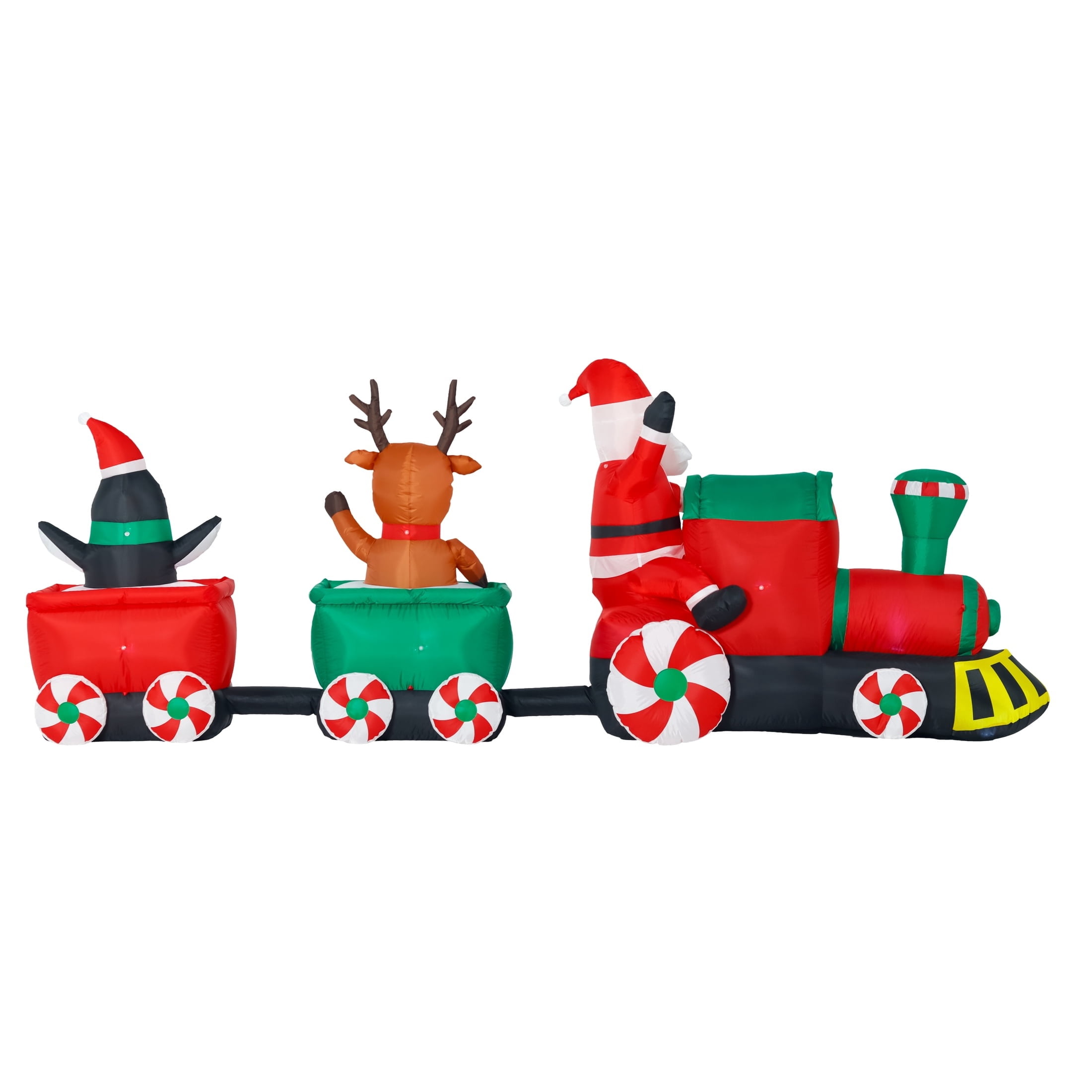 Multicolor Santa Mall Train Christmas Airblown Yard Inflatable, 11', by Holiday Time