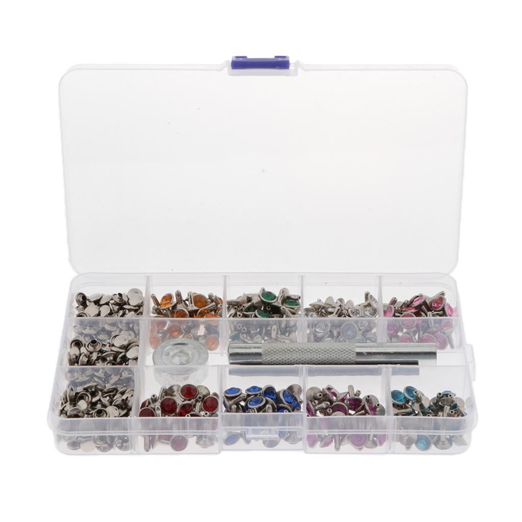 Yunhgft 240Pcs 7mm Rhinestone Studs Rivets Studs Rivets Studs With Tool For Leather DIY