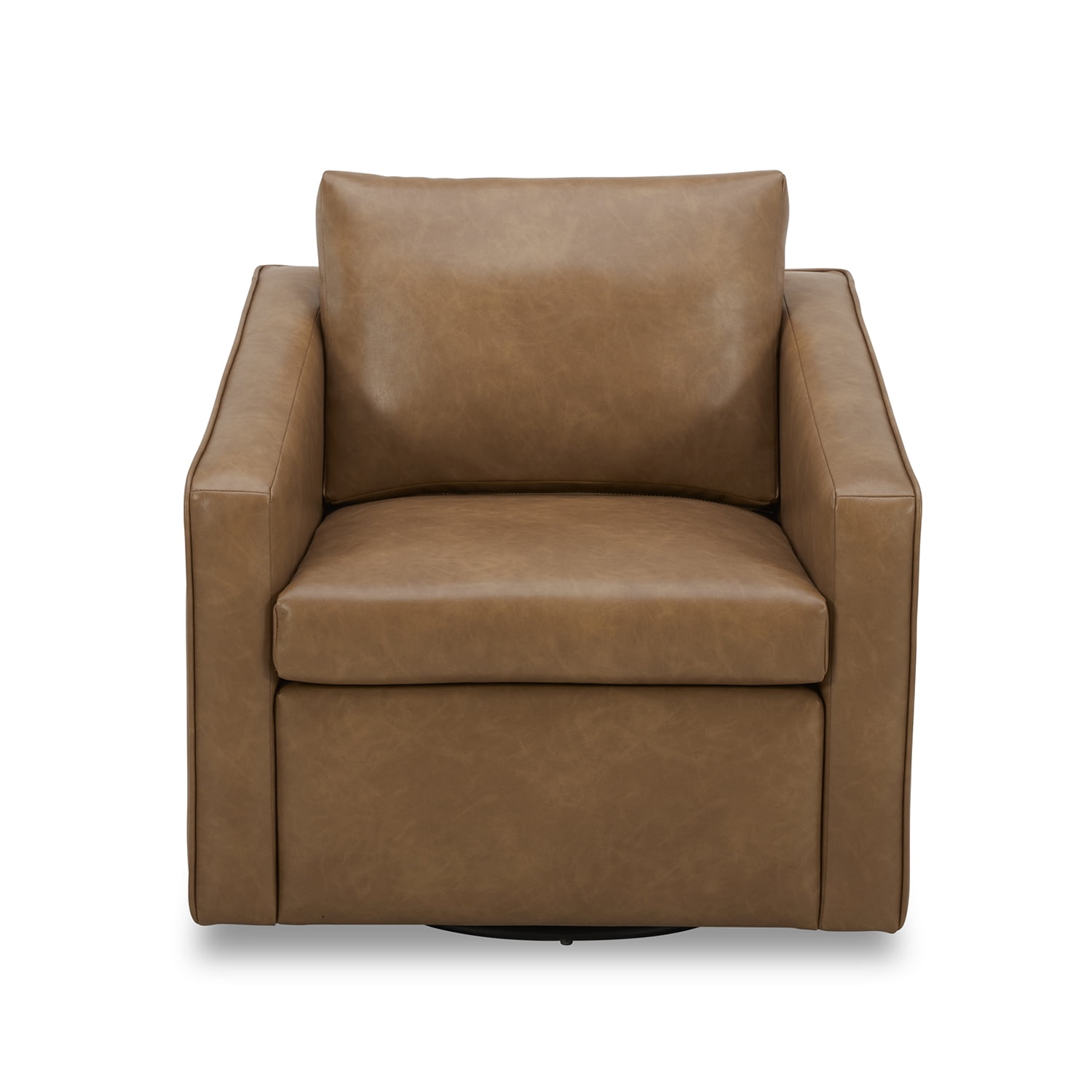 Better Homes & Gardens Steele Swivel Accent Chair, Camel Faux Leather