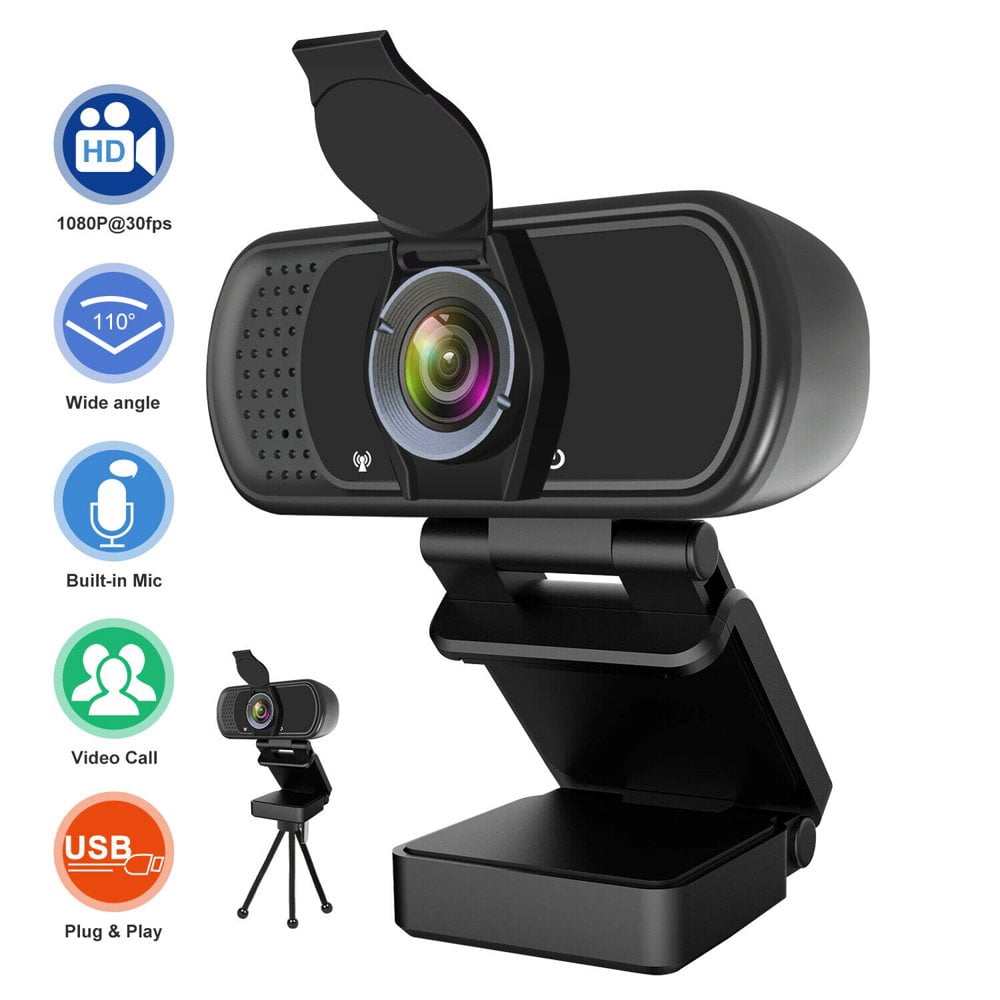 Webcam with Microphone for Desktop  1080P HD USB Computer Cameras with Privacy Shutter  Streaming Webcam with Flexible Rotable Wide Angle Webcam for PC Zoom Video/Gaming/Laptop