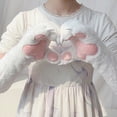 thumbnail image 6 of Byfri White Pink Furry Animal Paw Gloves 40x15cm Warm Plush Mittens for Winter Festive Events, 6 of 7